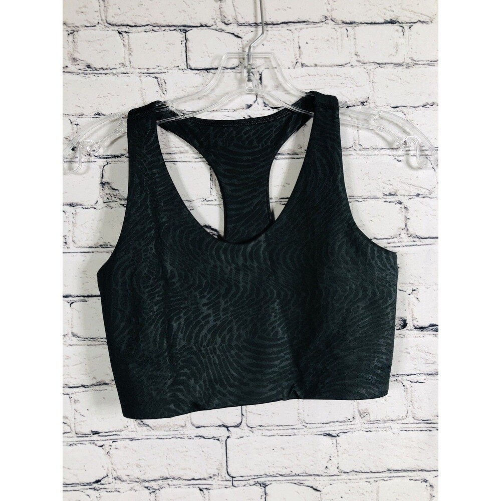 Z by Zella Women‎ Sports Bra Racerback Longline Textured Pattern Black Size S
